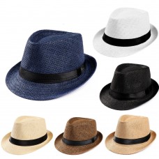 Unisex Hat Hombre Mujer Fedora Trilby Wide Brim Straw Cap Summer Beach Sun Panama  eb-75686968
